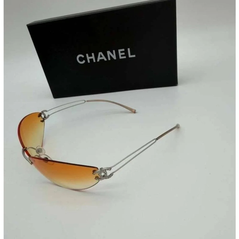CHANEL Vintage‎ Rimless Sunglasses WS23830 Orange – 100% Authentic – Rare Y2K